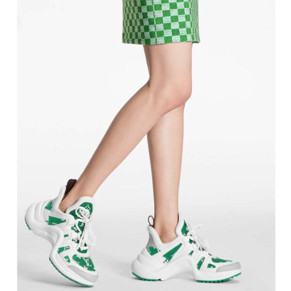 Louis Vuitton Women LV Archlight Sneaker Green Monogram Velvet Oversized Rubber 5 Cm Heel (5)