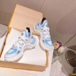 Louis Vuitton Women LV Archlight Sneaker Light Blue Printed Cotton Oversized Rubber Outsole – Image 4