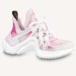 Sneaker Louis Vuitton da donna LV Archlight in cotone stampato rosa con suola oversize in gomma