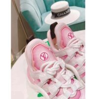 Louis Vuitton Women LV Archlight Sneaker Pink Printed Cotton Oversized Rubber Outsole (6)