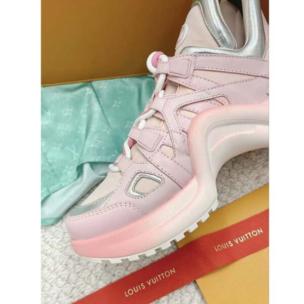 Louis Vuitton Women LV Archlight Sneaker Rose Clair Pink Mix Materials Ribbon Laces (2)