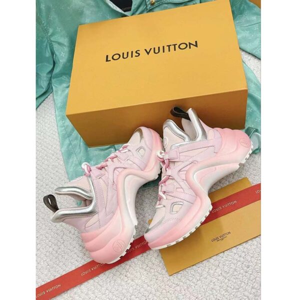 Louis Vuitton Women LV Archlight Sneaker Rose Clair Pink Mix Materials Ribbon Laces (8)