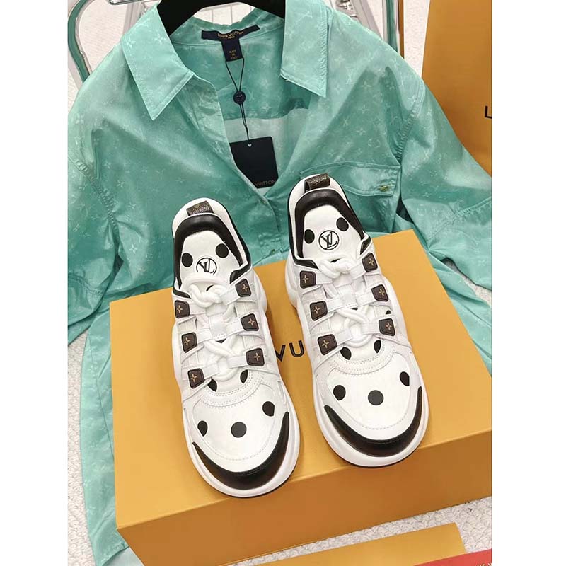 Louis Vuitton Women LV Archlight Sneaker White Black Satin Oversized Rubber