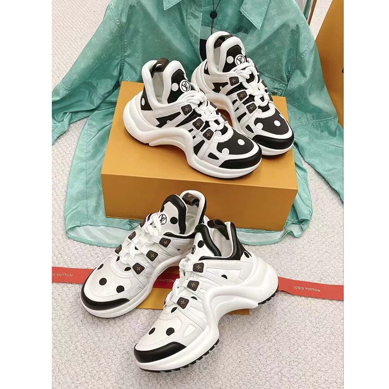 Louis Vuitton Women LV Archlight Sneaker White Black Satin Oversized Rubber