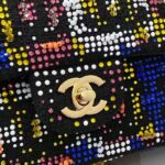 Chanel Women CC Classic Handbag Embroidered Tweed Glass Beads Strass Metal Black Multicolor - Image 9