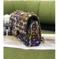 Chanel Women CC Classic Handbag Embroidered Tweed Glass Beads Strass Metal Black Multicolor (4)