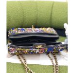 Chanel Women CC Classic Handbag Embroidered Tweed Glass Beads Strass Metal Black Multicolor - Image 8