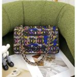 Chanel Women CC Classic Handbag Embroidered Tweed Glass Beads Strass Metal Black Multicolor - Image 6