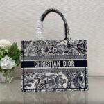 Dior Unisex CD Medium Book Tote Navy Blue Toile De Jouy Embroidery - Image 2