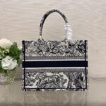 Dior Unisex CD Medium Book Tote Navy Blue Toile De Jouy Embroidery - Image 4