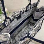 Dior Unisex CD Medium Book Tote Navy Blue Toile De Jouy Embroidery - Image 8