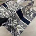 Dior Unisex CD Medium Book Tote Navy Blue Toile De Jouy Embroidery - Image 9