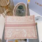 Dior Unisex CD Medium Book Tote Pink Toile De Jouy Embroidery - immagine 3