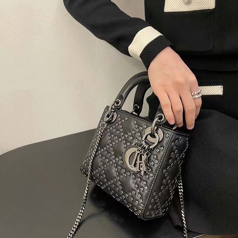 Mini Lady Dior Bag Black Lucky Star Cannage Lambskin