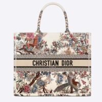 Dior Women CD Large Book Tote Ecru Multicolor Jardin D'Hiver Embroidery