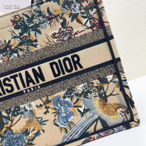 Dior Women CD Medium Book Tote Beige Multicolor Jardin D’Hiver Embroidery (1)
