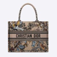 Dior Women CD Medium Book Tote Beige Multicolor Jardin D’Hiver Embroidery (10)