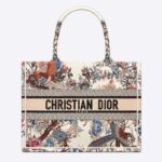 Dior Women CD Medium Book Tote Ecru Multicolor Jardin D'Hiver Embroidery