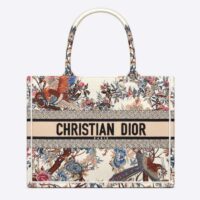 Dior Women CD Medium Book Tote Ecru Multicolor Jardin D'Hiver Embroidery