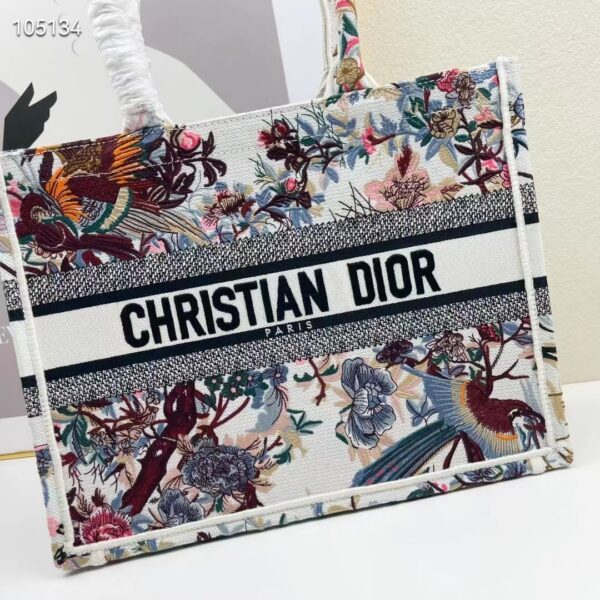 Dior Women CD Medium Book Tote Ecru Multicolor Jardin D’Hiver Embroidery (5)