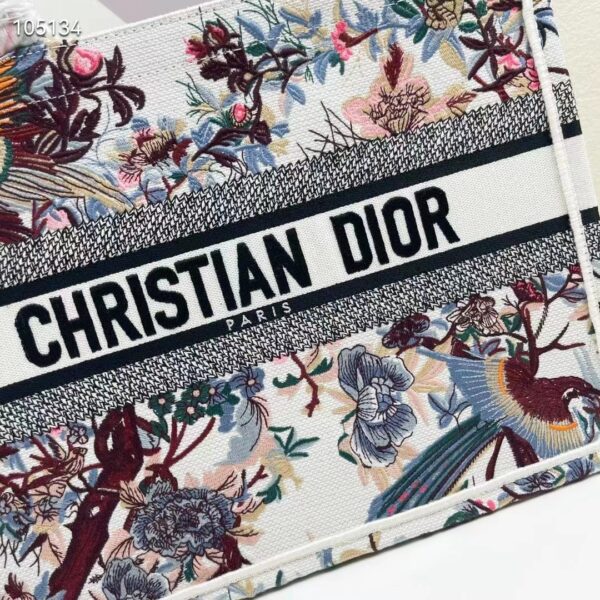 Dior Women CD Medium Book Tote Ecru Multicolor Jardin D’Hiver Embroidery (8)