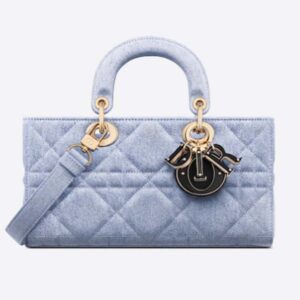 Dior Women CD Medium Lady D-Joy Bag Blue Cannage Denim