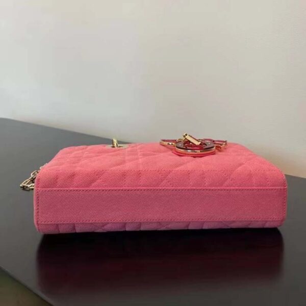 Dior Women CD Medium Lady D-Joy Bag Bright Pink Cannage Denim (1)