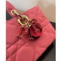 Dior Women CD Medium Lady D-Joy Bag Bright Pink Cannage Denim (14)