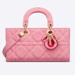 Dior Women CD Medium Lady D-Joy Bag Bright Pink Cannage Denim