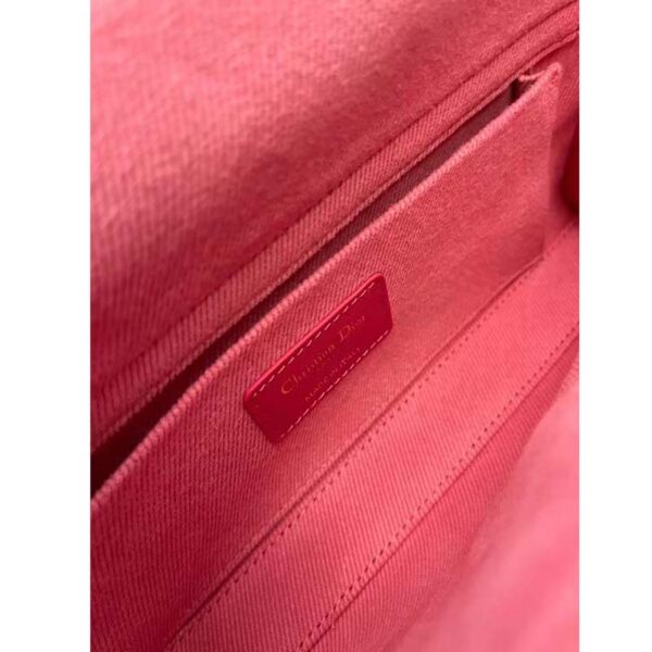 Dior Women CD Medium Lady D-Joy Bag Bright Pink Cannage Denim (3)