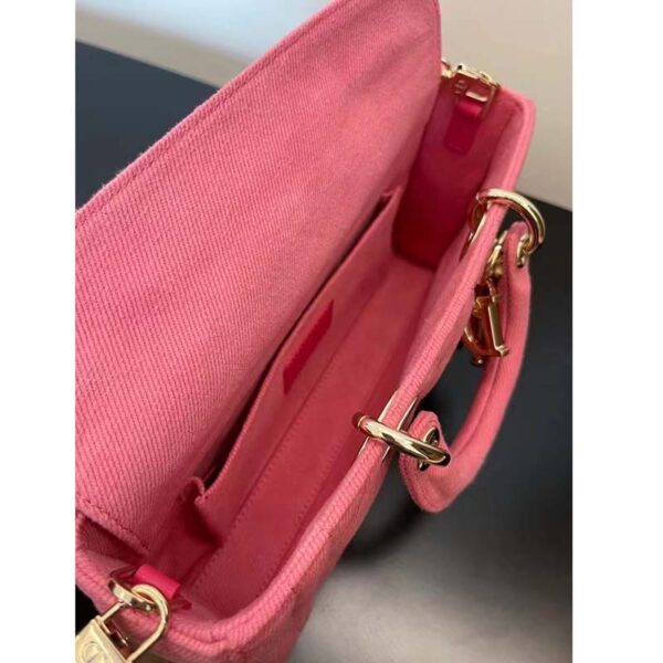 Dior Women CD Medium Lady D-Joy Bag Bright Pink Cannage Denim (8)