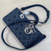 Dior Women CD Medium Lady D-Joy Bag Eyelet Blue Cannage Denim (1)