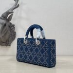 Dior Women CD Medium Lady D-Joy Bag Eyelet Blue Cannage Denim - Image 3