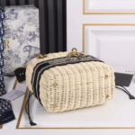 Dior Women CD Medium Lady Dior Bag Natural Wicker Blue Oblique Jacquard - Imagen 6