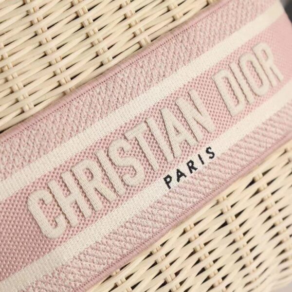 Dior Women CD Medium Lady Dior Handbag Natural Wicker Fluorescent Pink Oblique Jacquard (1)