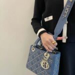 Dior Women CD Mini Lady Dior Bag Denim Blue Lucky Star Cannage Lambskin – Image 11