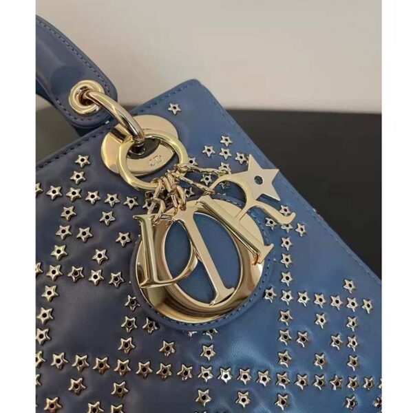 Dior Women CD Mini Lady Dior Bag Denim Blue Lucky Star Cannage Lambskin (4)