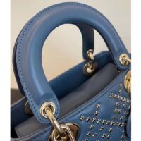 Dior Women CD Mini Lady Dior Bag Denim Blue Lucky Star Cannage Lambskin (14)