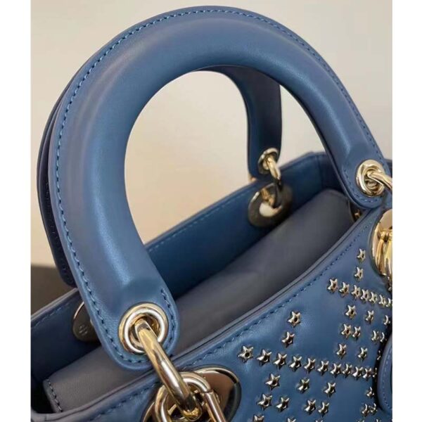 Dior Women CD Mini Lady Dior Bag Denim Blue Lucky Star Cannage Lambskin (5)