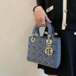 Dior Women CD Mini Lady Dior Bag Denim Blue Lucky Star Cannage Lambskin – Image 13