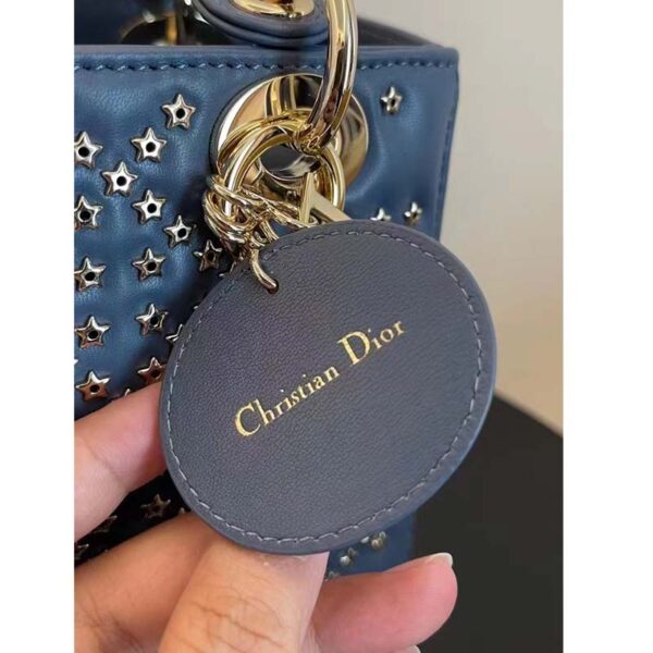 Dior Women CD Mini Lady Dior Bag Denim Blue Lucky Star Cannage Lambskin (8)
