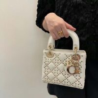 Dior Women CD Mini Lady Dior Bag Latte Lucky Star Cannage Lambskin (5)
