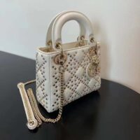 Dior Women CD Mini Lady Dior Bag Latte Lucky Star Cannage Lambskin (5)