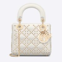 Dior Women CD Mini Lady Dior Bag Latte Lucky Star Cannage Lambskin