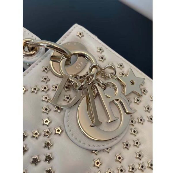 Dior Women CD Mini Lady Dior Bag Latte Lucky Star Cannage Lambskin (6)