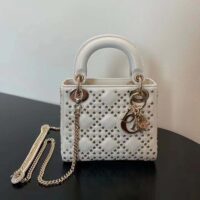 Dior Women CD Mini Lady Dior Bag Latte Lucky Star Cannage Lambskin (5)