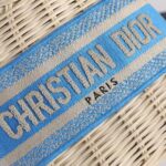 Dior Women CD Mini Lady Dior Handbag Natural Wicker Fluorescent Blue Oblique Jacquard - Imagen 8