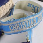 Dior Women CD Mini Lady Dior Handbag Natural Wicker Fluorescent Blue Oblique Jacquard - Imagen 10