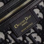 Dior Women CD Mini Lady Dior Handbag Natural Wicker Navy Blue Oblique Jacquard - Image 10