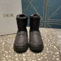 Dior Women Shoes CD Dior Frost Ankle Boot Black Cannage Quilted Nylon Shearling (6)